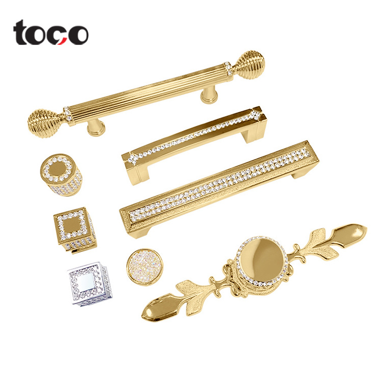 Toco Diamond shape crystal double side door knobcabinet wardrobe handle drawer pull handle furniture handles and knobs