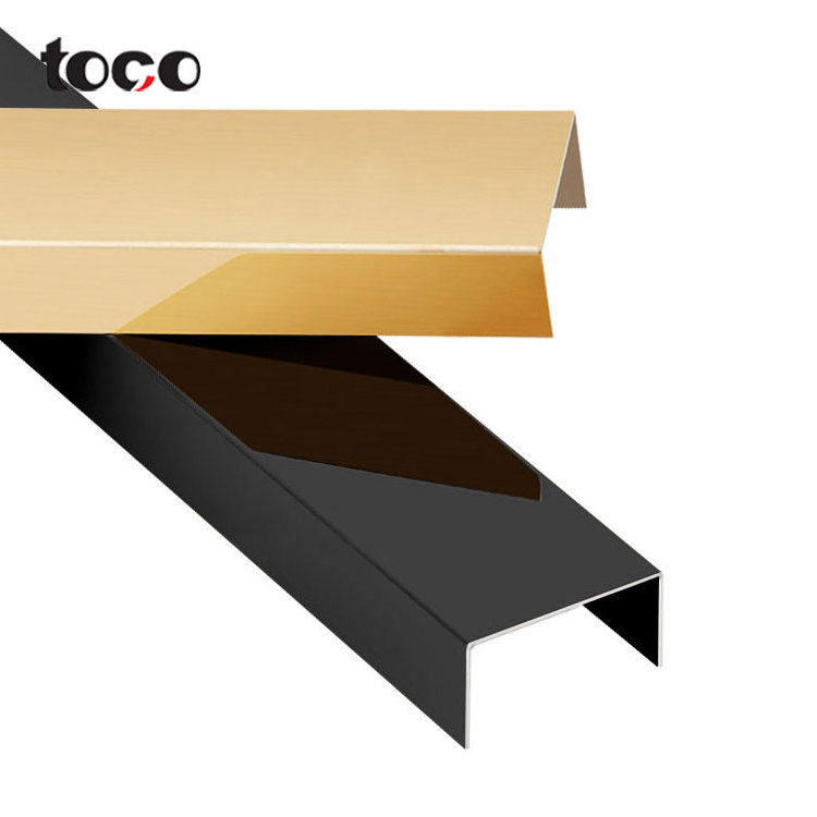 toco  Red Copper Decorative Metal Wall Brass Strip U Shape Curved Tile Trim Stainless Steel Inlay Ceiling Profile