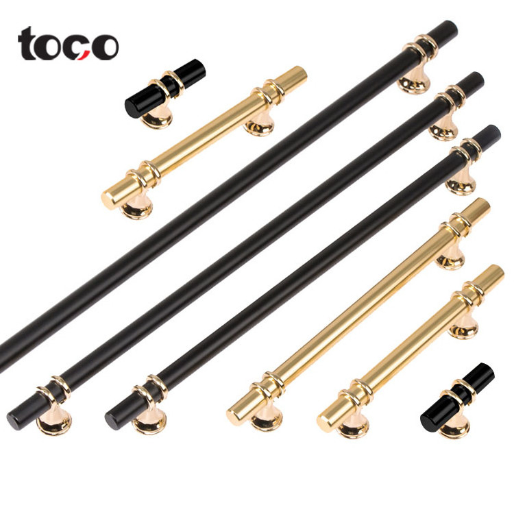 TOCO Furniture Handle Gold Black Combination Single Hole Knob European Cabinet Wardrobe Door Handle