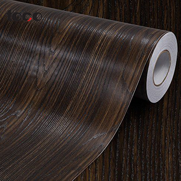 Texture Laminate Kitchen Cabinet Wrap Self Adhesive Wallpaper Wall Paper Furniture Sticker Vinyl Wood Grain PVC Film For Sale