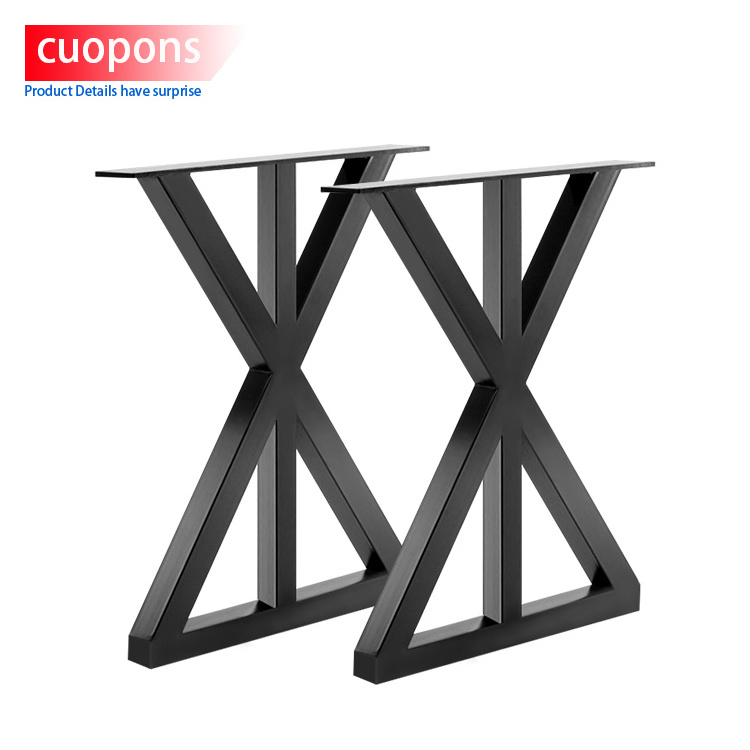 Toco Black Metal X Shape Coffee Table Iron Frame Legs Industrial Stainless Steel Adjustable Brace Bench Dining Table Legs