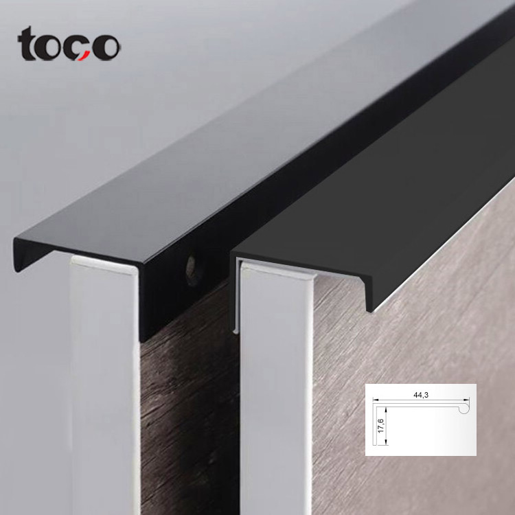 Toco Aluminum Alloy Golden Hidden Drawer Edge Long Profile Cabinet G shape Covert Handles For Kitchen Cabinets Knobs