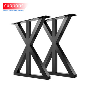 Toco Black Metal X Shape Coffee Table Iron Frame Legs Industrial Stainless Steel Adjustable Brace Bench Dining Table Legs