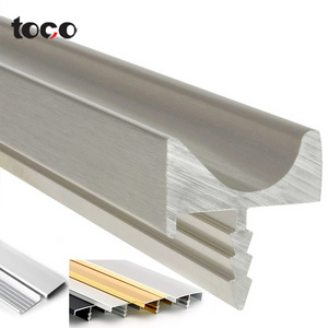 Toco Aluminum Alloy Golden Hidden Drawer Edge Long Profile Cabinet G shape Covert Handles For Kitchen Cabinets Knobs