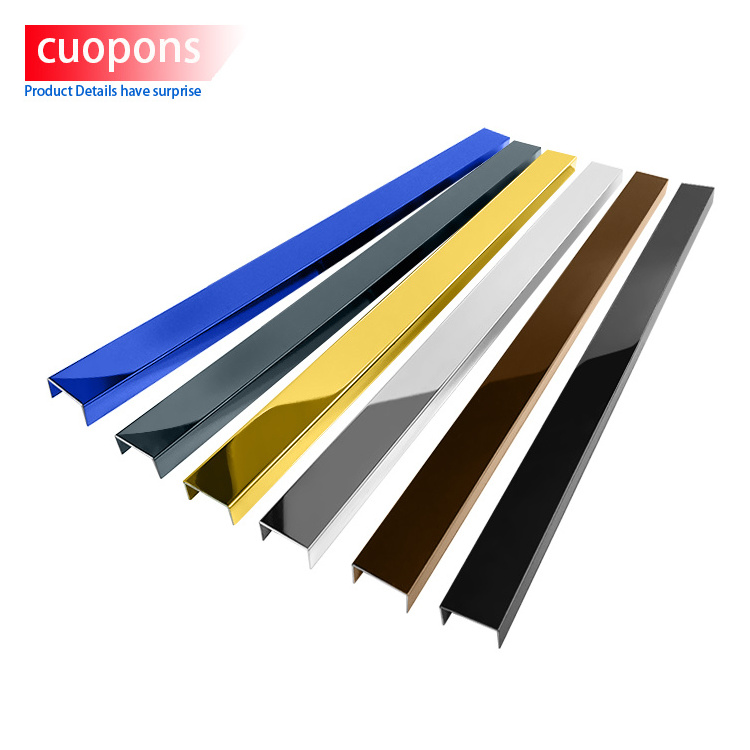 Toco Stainless Steel Home Aluminum Ceramic Decorative Gold Tile Profile Trims Aluminum Floor Edging Trims Decorative Thresholds