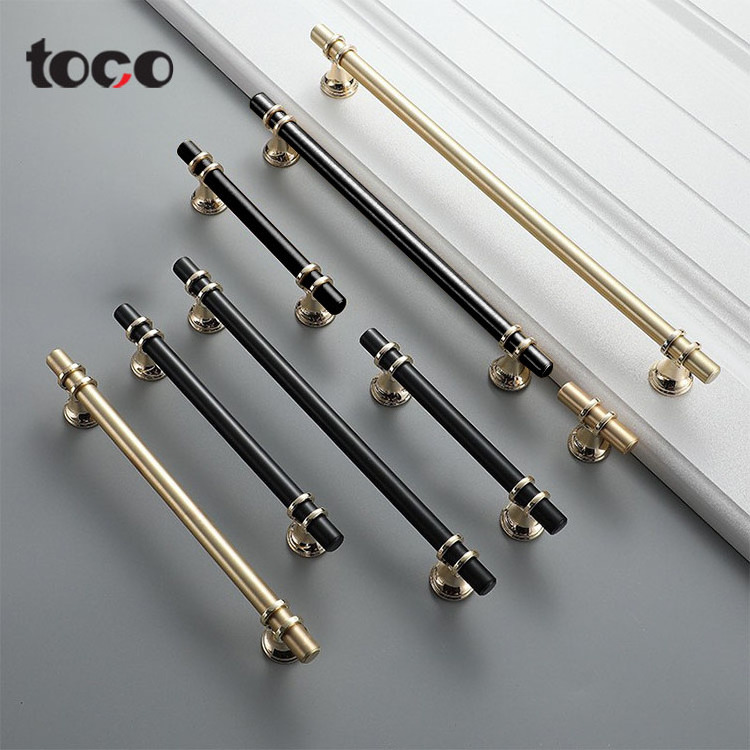 TOCO Furniture Handle Gold Black Combination Single Hole Knob European Cabinet Wardrobe Door Handle