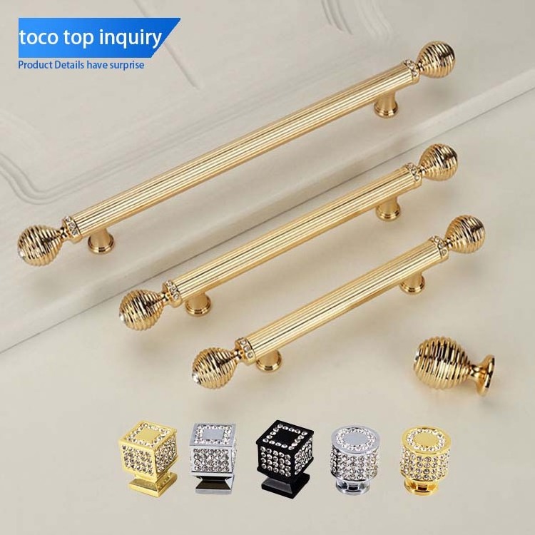 Toco Kitchen Furniture Crystal Diamond Cabinet Handle Small Drawer Knobs Crystal Zinc Alloy Base Knobs handle