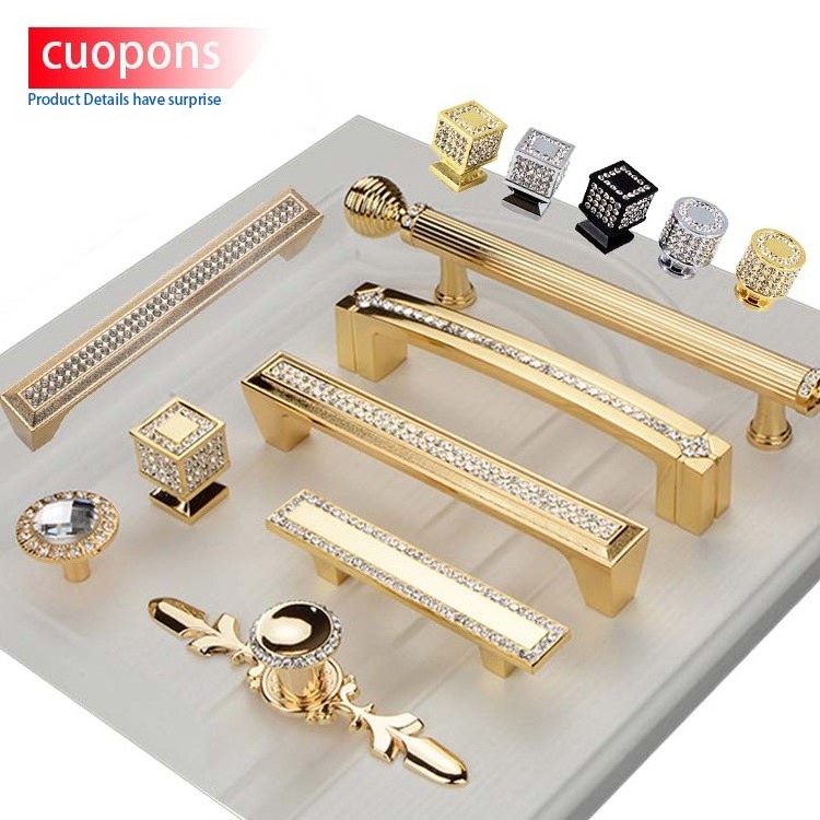 Toco Kitchen Furniture Crystal Diamond Cabinet Handle Small Drawer Knobs Crystal Zinc Alloy Base Knobs handle