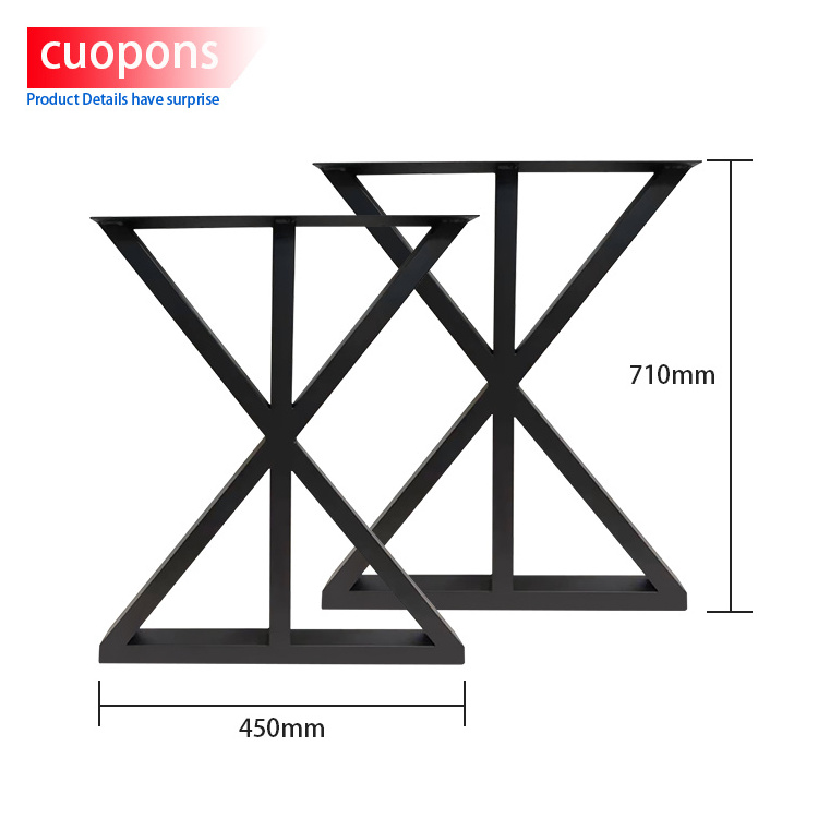 Toco Black Metal X Shape Coffee Table Iron Frame Legs Industrial Stainless Steel Adjustable Brace Bench Dining Table Legs