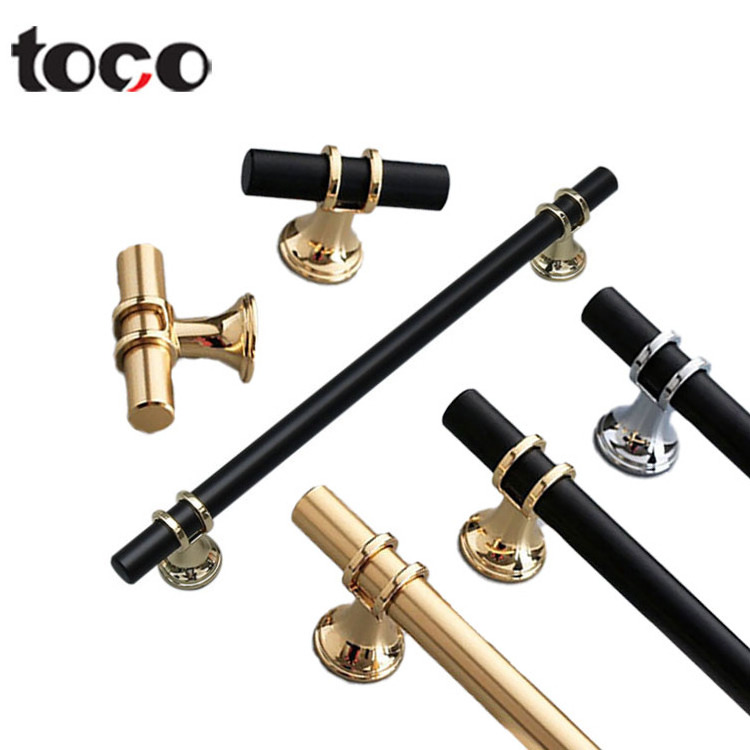 TOCO Furniture Handle Gold Black Combination Single Hole Knob European Cabinet Wardrobe Door Handle