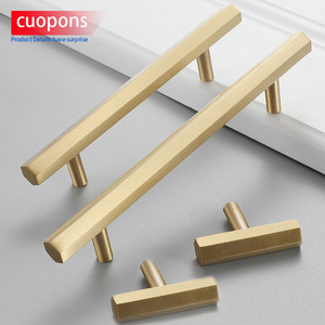 Toco Satin Brass Kitchen Stainless Steel Glass Door Pull Square Slot Board Aluminum Cabinet Handles For wardrobe Cabinets