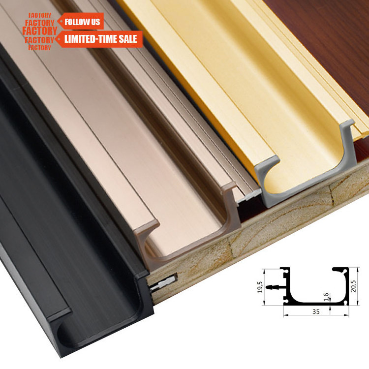 Toco Aluminum Alloy Golden Hidden Drawer Edge Long Profile Cabinet G shape Covert Handles For Kitchen Cabinets Knobs