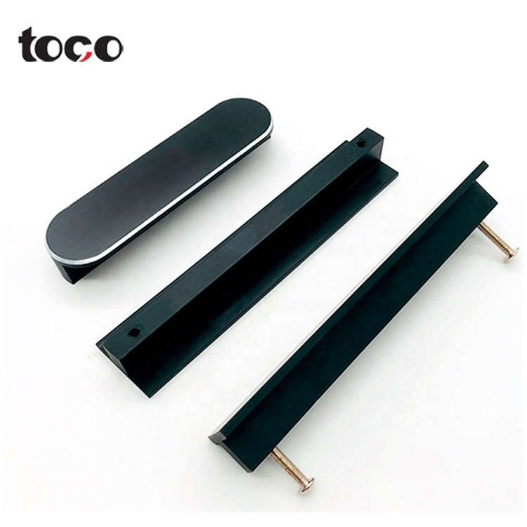 Toco Factory Exclusive Hardware Fashion Shake Handshandle Flat Black Cabinet Flush Aluminum Pulls Handles Roses Exterior Door