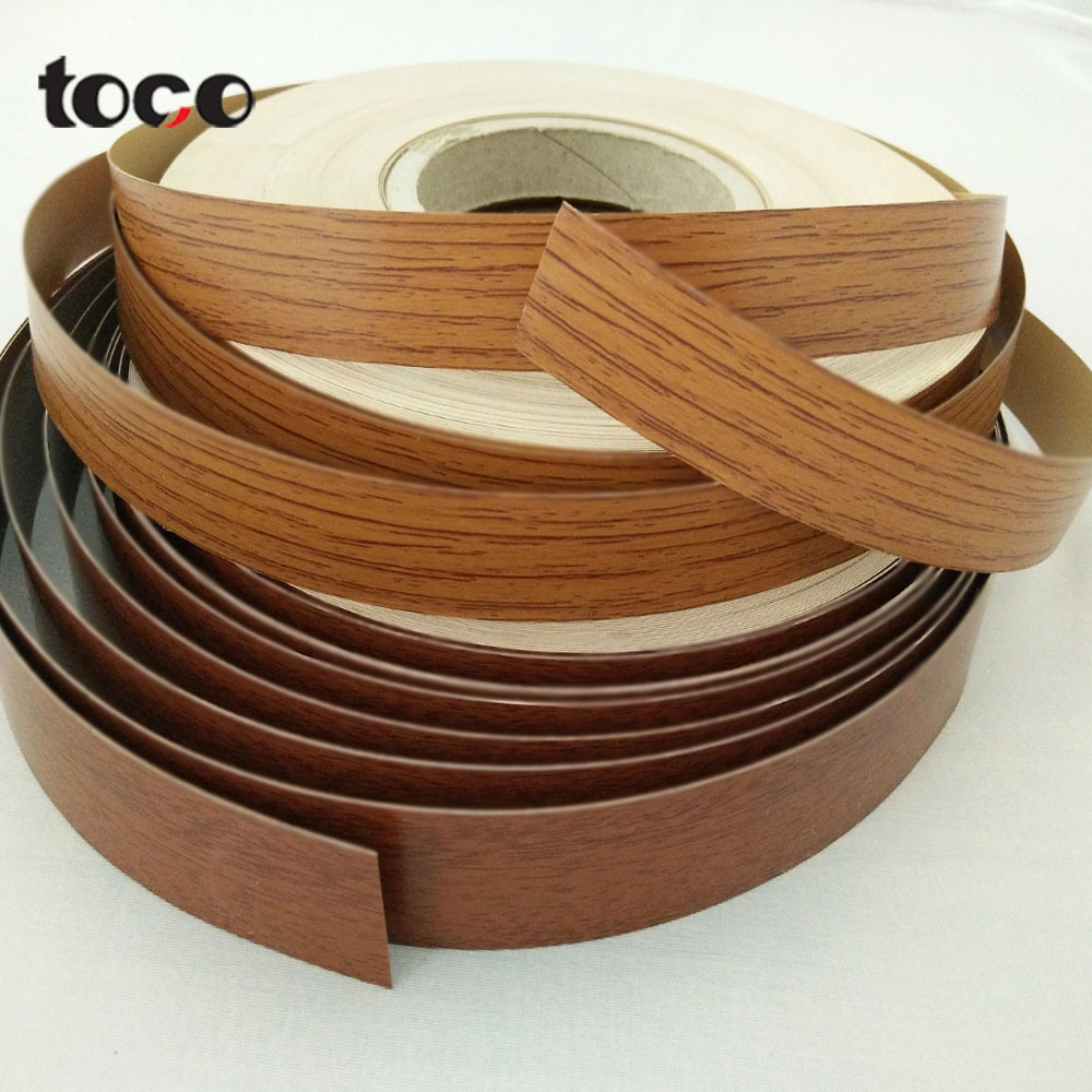 Toco Furniture Accessories Abs Black Wood Grain Tape Black Pvc Bicolor 3d Edging Wooden Strips For Melamine Plywood