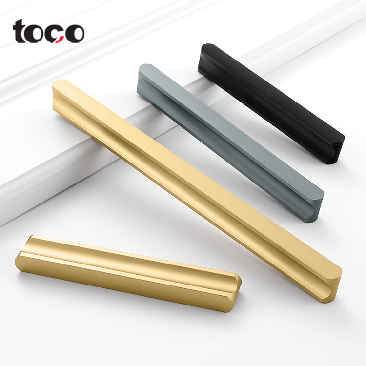 TOCO hidden kitchen cabinet handle design brushed stainless steel d brass wardrobe handle bedroom furniture drawer handles pulls