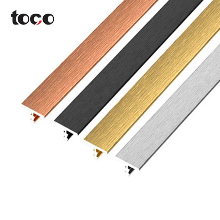 Toco Trim Strip T Shape Thin Stainless Steel Tile Accessories T Shape Tile Trim 304 Ceramic Tile Profiles