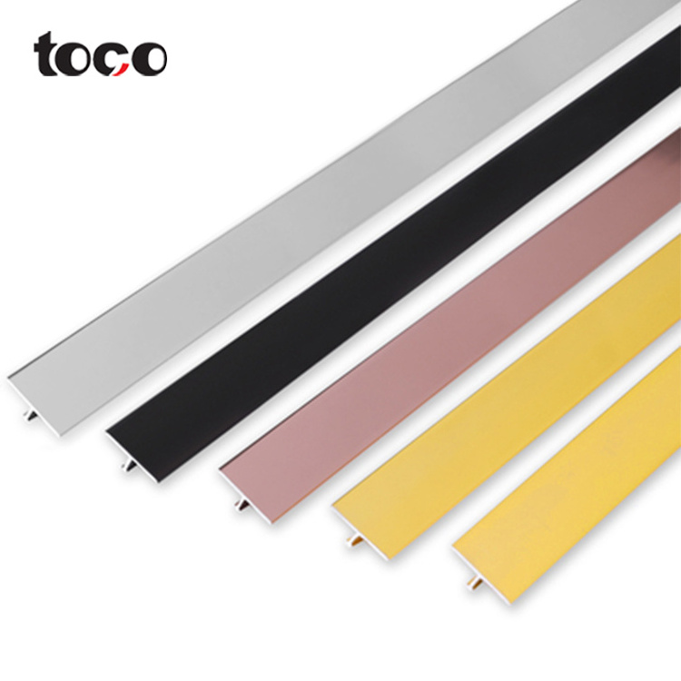 Toco Trim Strip T Shape Thin Stainless Steel Tile Accessories T Shape Tile Trim 304 Ceramic Tile Profiles