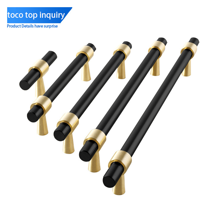 Toco Modern Black And Gold Square Furniture Accessories Hardware Aluminum Bedroom Pull Cabinet Drawer Hidden Handles And Knobs