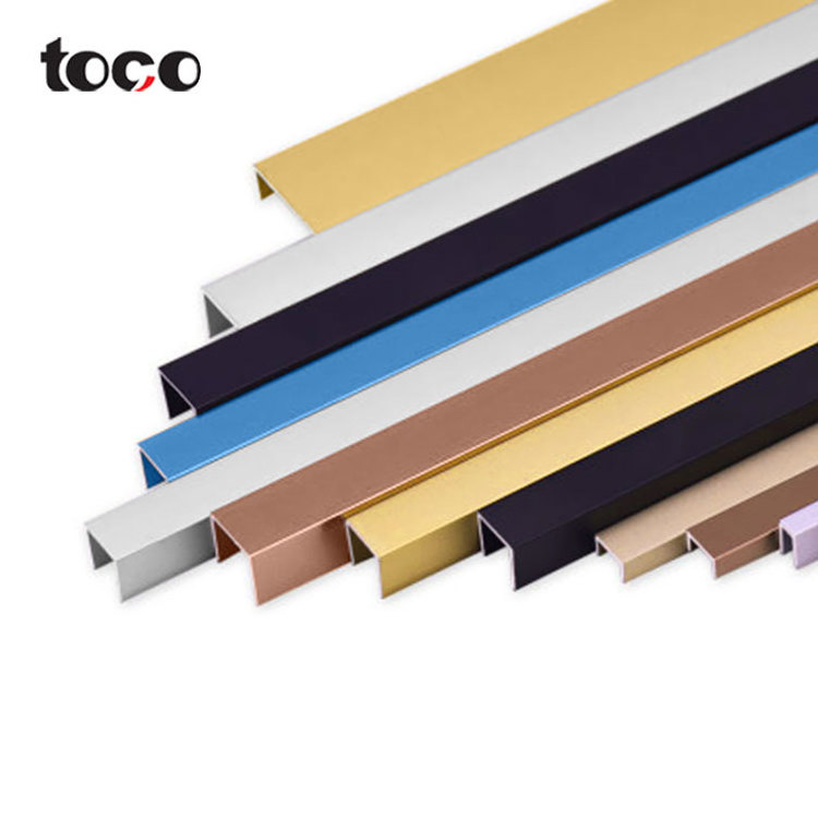 Toco Black Mirror Brushed Bathroom Metal Inlay Strips Ceramic Tile Trim Stainless Steel U Channel Steel Edge Profile For Glass