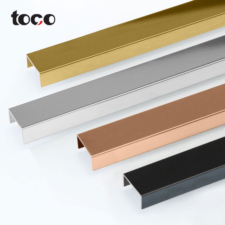 TOCO edge trim aluminum edge banding extruded aluminum alloy cabinet trim chrome u channel trim