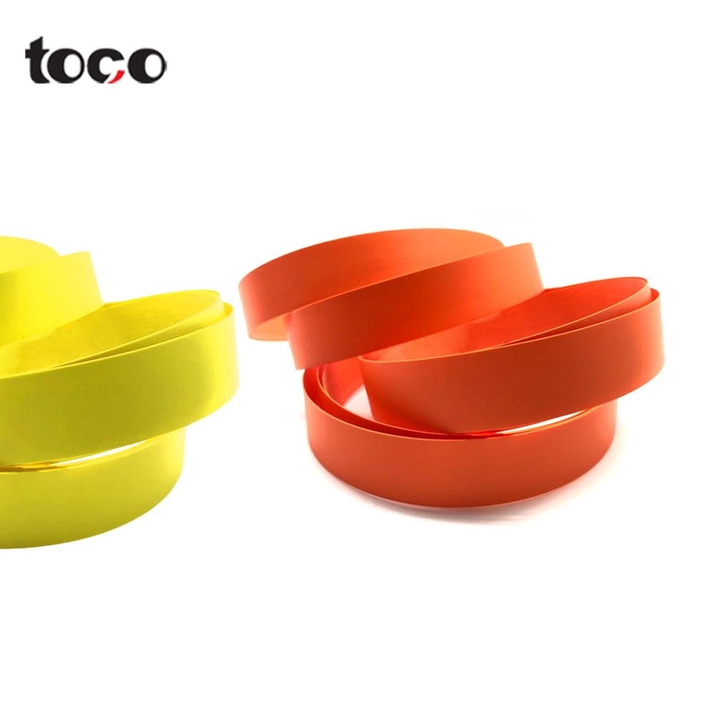 toco 0.45mm specification slitting white glossy pvc furniture decorative laminate tape pvc edge banding for particle board