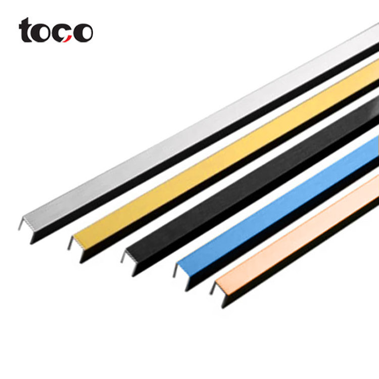 Toco Black Mirror Brushed Bathroom Metal Inlay Strips Ceramic Tile Trim Stainless Steel U Channel Steel Edge Profile For Glass