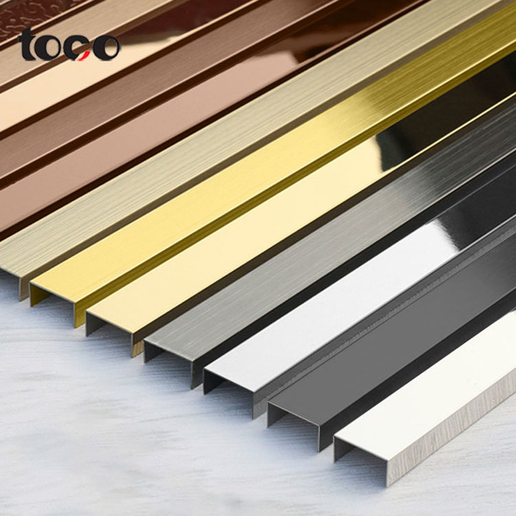 Toco Red Copper Decorative Metal Wall Brass Strip U Shape Curved Tile Trim Stainless Steel Inlay Ceiling Profile