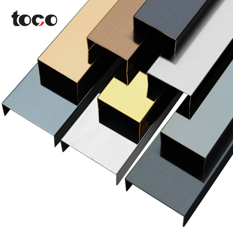 Toco Red Copper Decorative Metal Wall Brass Strip U Shape Curved Tile Trim Stainless Steel Inlay Ceiling Profile