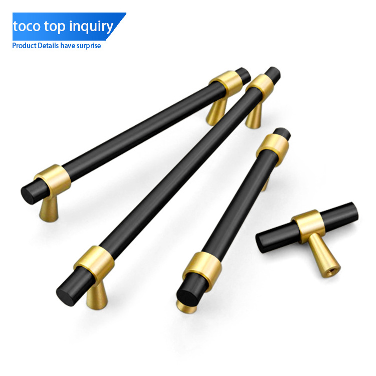 Toco Modern Black And Gold Square Furniture Accessories Hardware Aluminum Bedroom Pull Cabinet Drawer Hidden Handles And Knobs