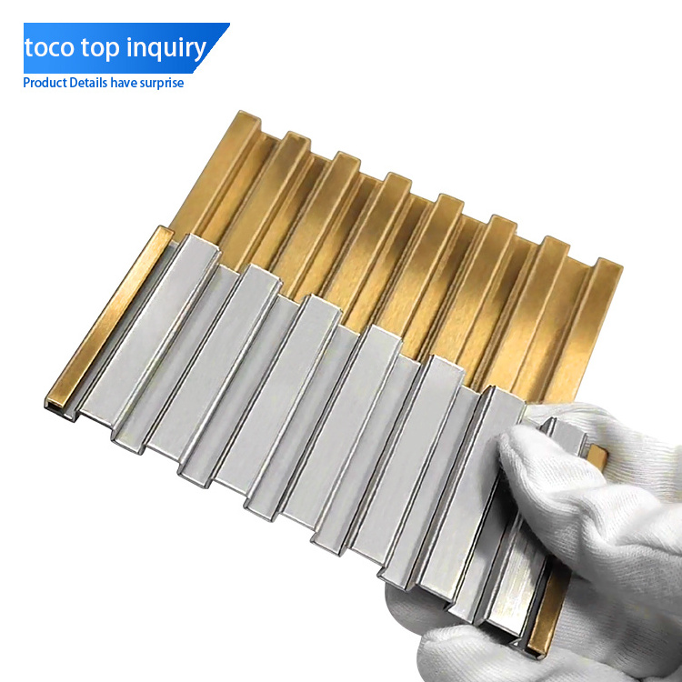 Factory 304 Stainless Steel Decoration Profiles Background Tile Fluted Panels Trim For Wall Protection Decorative Metal Profile