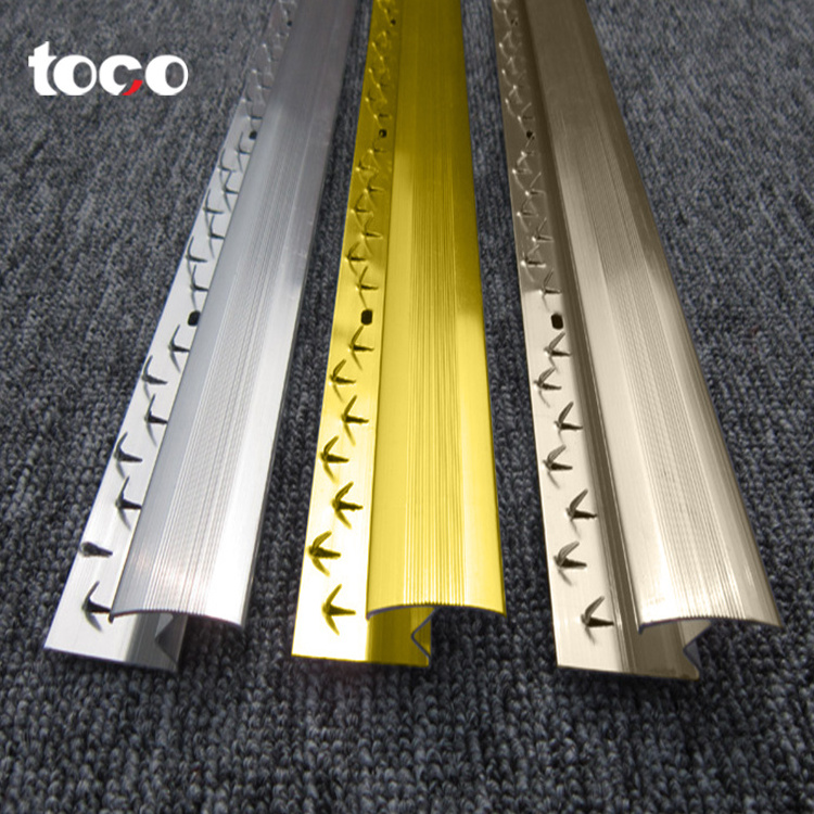 Toco Floor Carpet Edge Protector Trim Stairs Metal Carpet Edging Strip Silver Stretcher Tubes For Doorways Aluminum Cover Strips