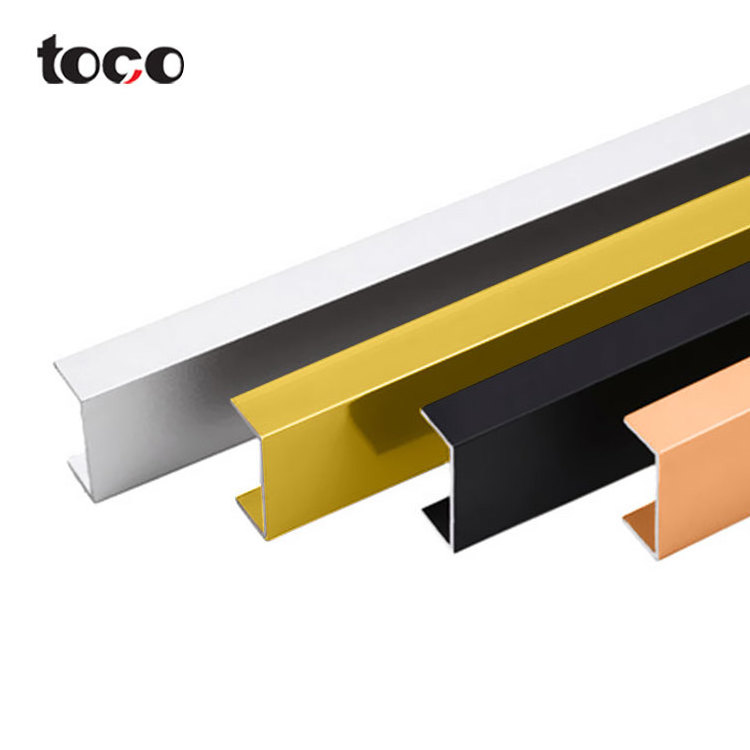 Toco Black Mirror Brushed Bathroom Metal Inlay Strips Ceramic Tile Trim Stainless Steel U Channel Steel Edge Profile For Glass