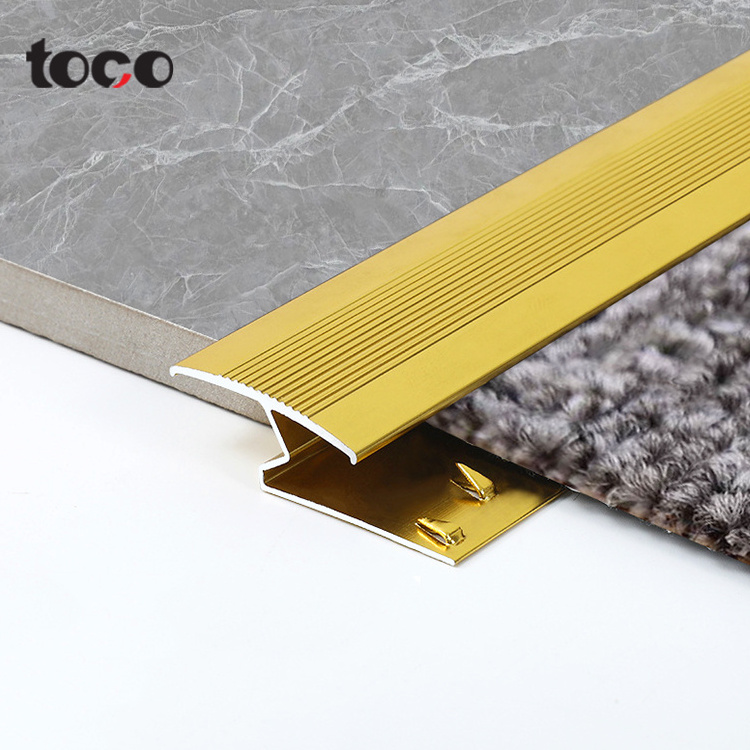 Toco Floor Carpet Edge Protector Trim Stairs Metal Carpet Edging Strip Silver Stretcher Tubes For Doorways Aluminum Cover Strips