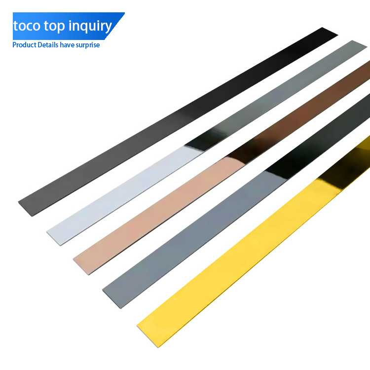 Toco Mirror Gold Finish Stainless Steel Tile Trim For Wall Furniture Decorative Flat Strips Profile Metal Trim Strip