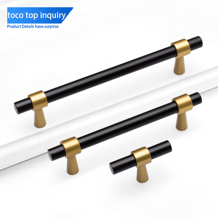 Toco Modern Black And Gold Square Furniture Accessories Hardware Aluminum Bedroom Pull Cabinet Drawer Hidden Handles And Knobs