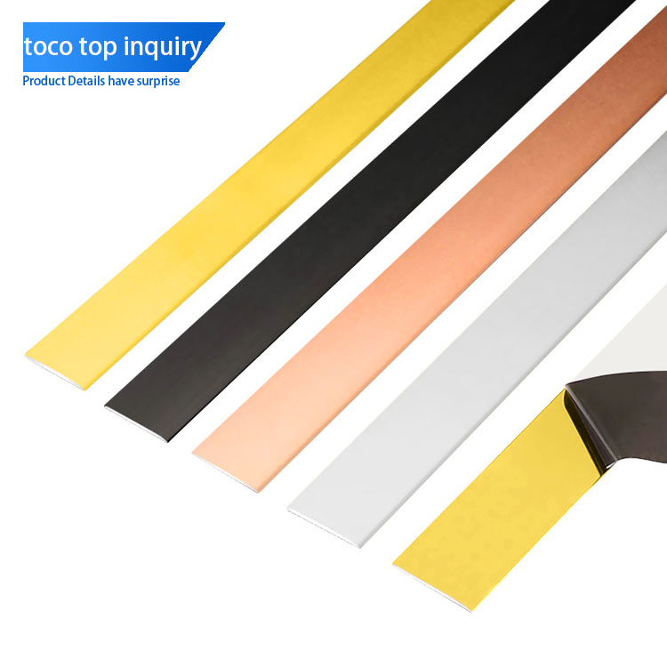 Toco Mirror Gold Finish Stainless Steel Tile Trim For Wall Furniture Decorative Flat Strips Profile Metal Trim Strip