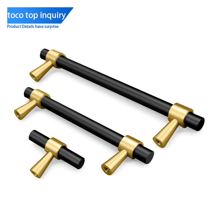 Toco Modern Black And Gold Square Furniture Accessories Hardware Aluminum Bedroom Pull Cabinet Drawer Hidden Handles And Knobs