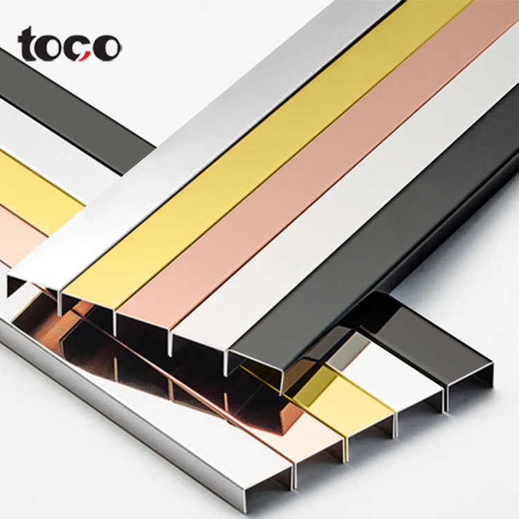 Toco Red Copper Decorative Metal Wall Brass Strip U Shape Curved Tile Trim Stainless Steel Inlay Ceiling Profile