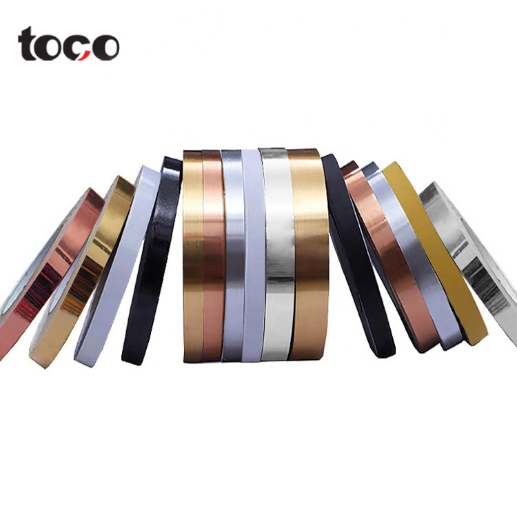 Toco Pvc acrylic plastic Gold silver Veneer Edges Banding For Table desk Furniture Accessories Edge Banding Tape