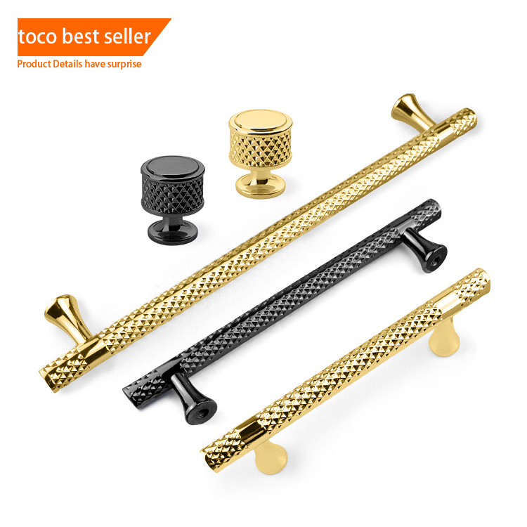 Toco Brushed Nickel Knurled Kitchen Wardrobe Kabinet Pull Hole Centre Furniture Hardware Solid Parts Metal Long Handles And Knob