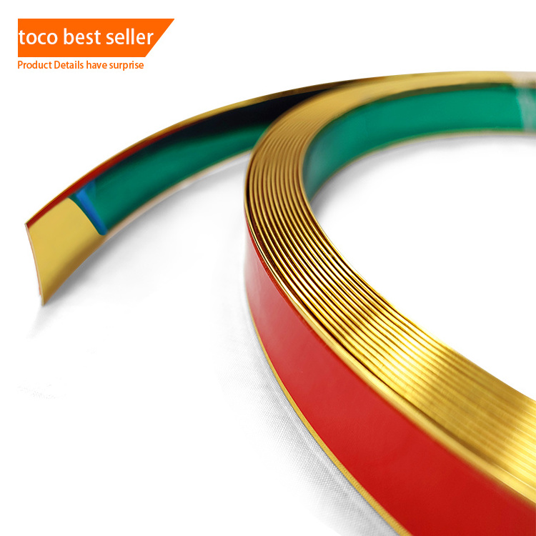 Toco Furnitures Decoration Accessories Pvc Gold Flat Decorative Plastic Tile Edge Strips Flexible Door Frame Chrome Trim Molding