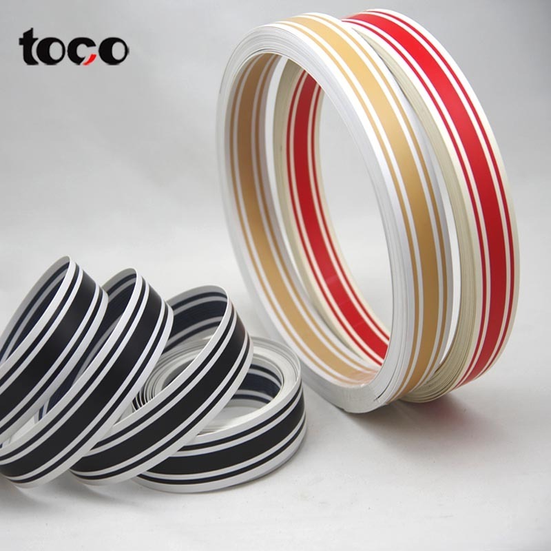 toco furniture accessories gold mdf board wood grain pvc laminated edge strips flexible metal strip metal furniture trim