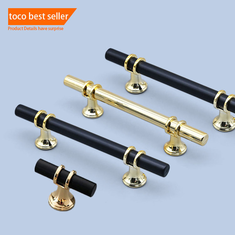 toco New Design Furniture Handle Gold Black Combination Single Hole Knob European Cabinet Wardrobe Door Handle