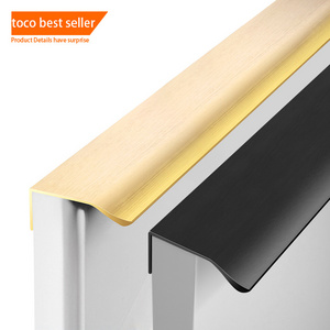 Toco Aluminum Metal Drawer Edge Pull Handles Concealed Long Profile Furniture kitchen Cabinet Handles