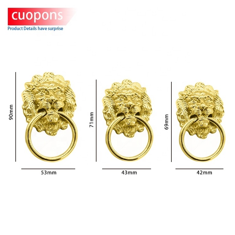 Toco Metal fashion nail ring drawer Big lion Head Shaped pattern  Antique Zinc Alloy Chrome Plated Drawer Pull Ring Main Handles