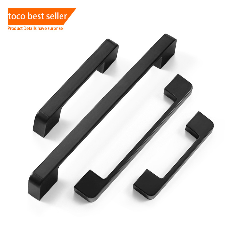 Toco Stainless Steel Hardware Push And Pull Plate Black Door Handles Luxury Hotel Bathroom Tubular Lever Door Handle