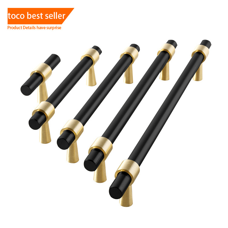 Toco Cabinet Wardrobe Door Long Solid Brass Handles Aluminium Black Modern Furniture Hardware Brush Nickle Cabinet Handle