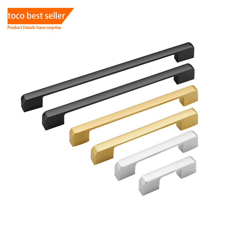 Toco Metal Kitchen Cabinets Hidden Furniture Steel Handles Wardrobe Aluminum Alloy Edge Pull Handles Brass Silver