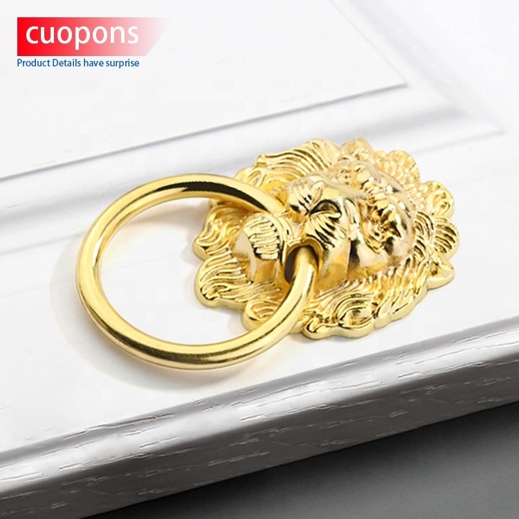 Toco Metal fashion nail ring drawer Big lion Head Shaped pattern  Antique Zinc Alloy Chrome Plated Drawer Pull Ring Main Handles