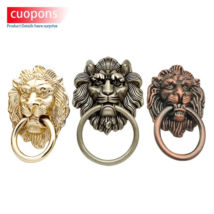 Toco Metal fashion nail ring drawer Big lion Head Shaped pattern  Antique Zinc Alloy Chrome Plated Drawer Pull Ring Main Handles